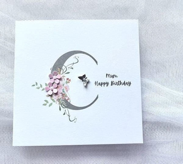 Handmade Personalised Birthday Card, 3D Alphabet Birthday Card C621