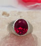 Textured Sterling Silver Ruby Signet Ring - July Birthstone - Size Q - Image 7