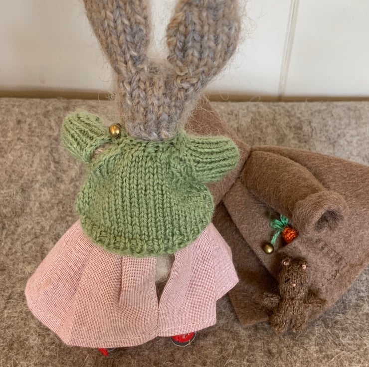 Little Hand Knitted Dressed Rabbit - Dot Pebble... - Folksy