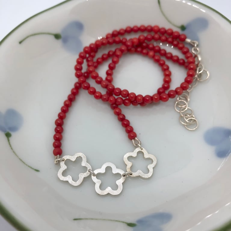 Ume necklace with bamboo coral