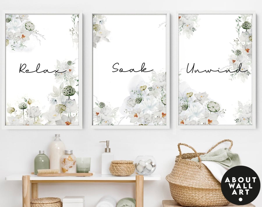 Home Decor Bathroom art prints set of 2, Botanical, Tropical Spa Bathroom Decor,