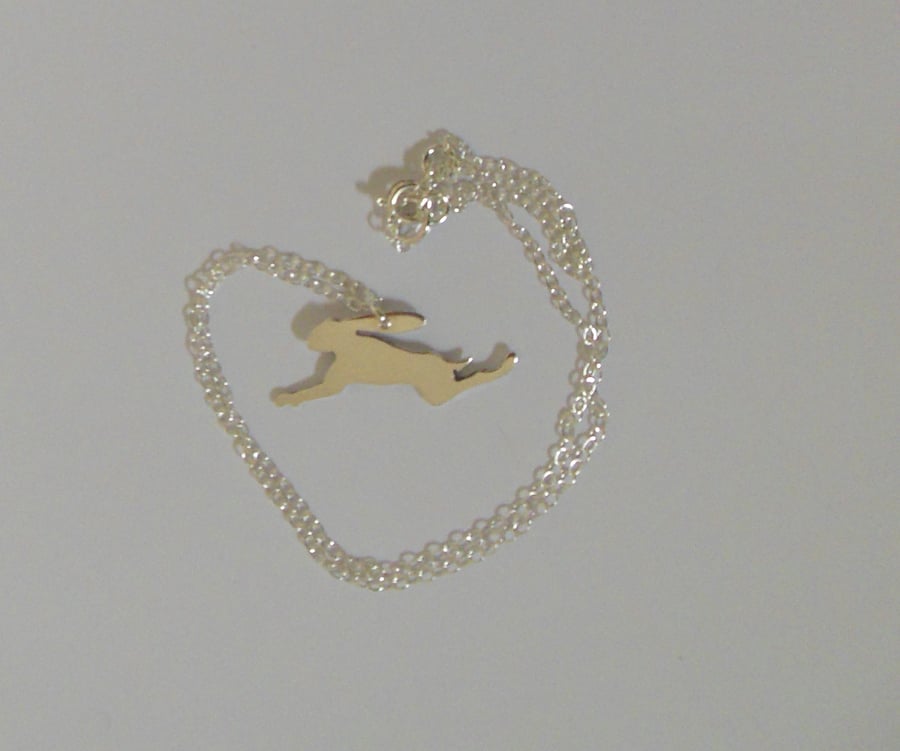 Silver Leaping Hare Pendant