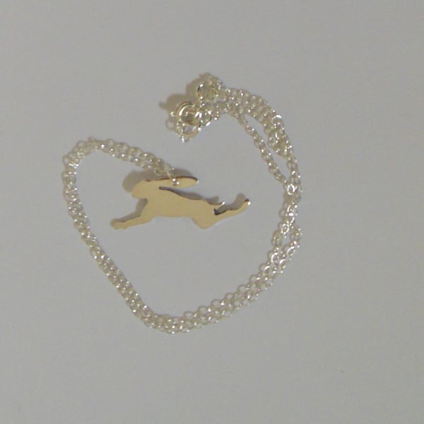 Silver Leaping Hare Pendant
