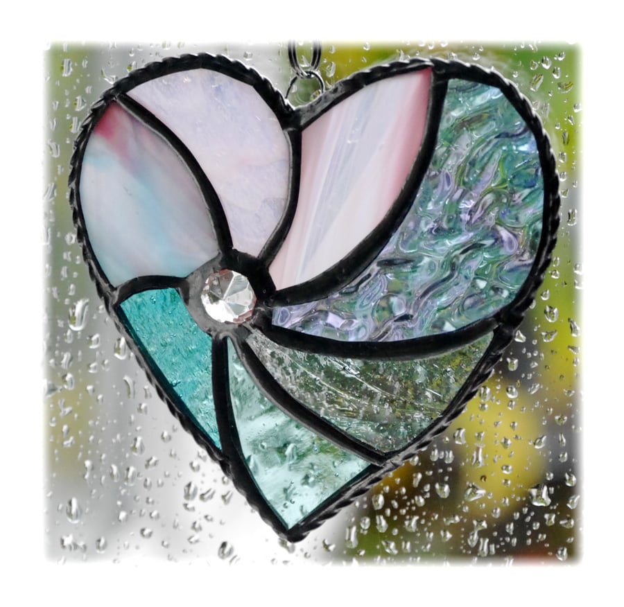 Pastel Swirl Heart Stained Glass Suncatcher 007