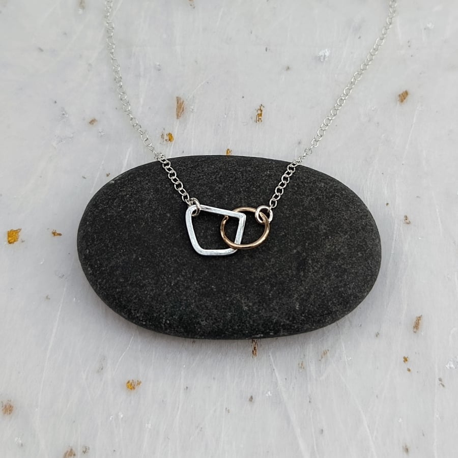 Minimalist 14ct Filled Gold & Sterling Silver Wire Linked Necklace