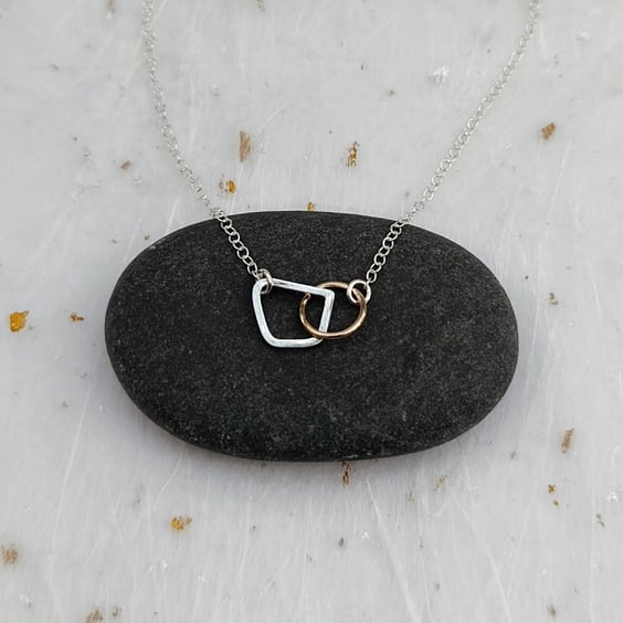 Minimalist 14ct Filled Gold & Sterling Silver Wire Linked Necklace