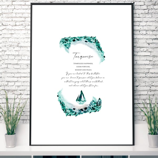 December Birthday Gift Art Print for best friend, Turquoise Birthstone Gifts, De
