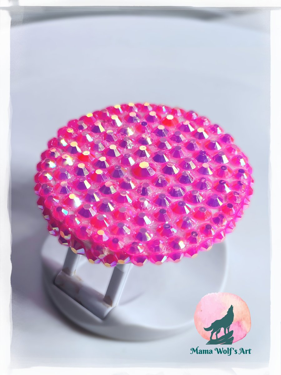 Hot Pink AB Rhinestoned Popsocket 