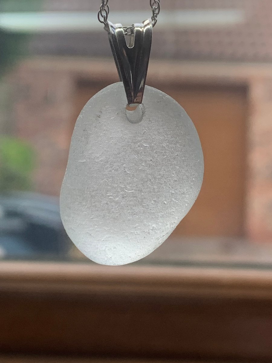 Sterling silver and silver grey seaglass pendant