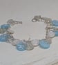 Wintry button bracelet in silver glitter, blue and white with toggle clasp  - Image 3