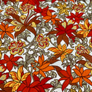 60s 70s GUINEVERE Red Yellow Tropical Floral  Bernard Wardle Vintage Fabric