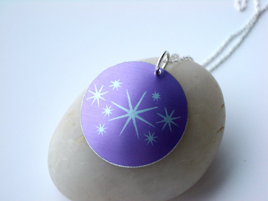 Sale - Star pendant necklace in purple and silver