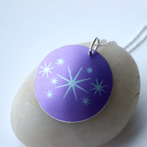 Sale - Star pendant necklace in purple and silver