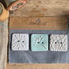 Handmade Ceramic Square Botanical set of 3 Buttons