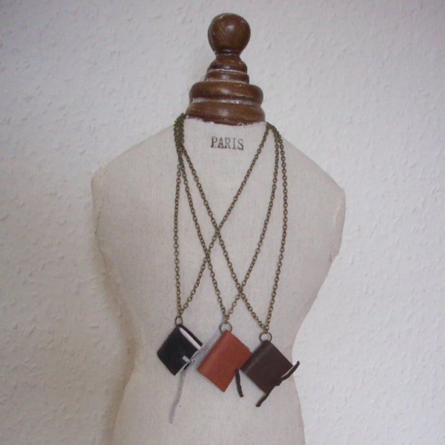 Leatherbound Mini-book Necklace