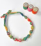 Blue, Orange, Pink, Yellow & Green Mon Jardin Liberty Print Fabric Necklace