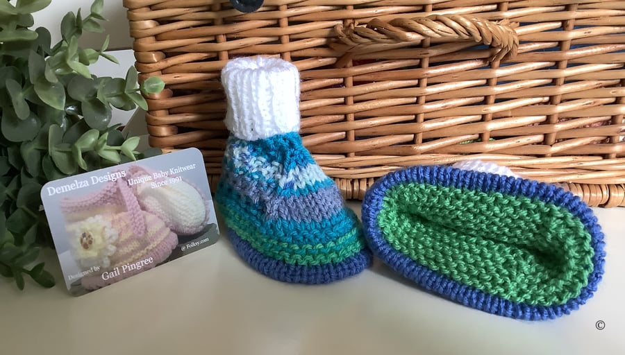 Designer Baby Booties Hand Knitted 3-6 months size