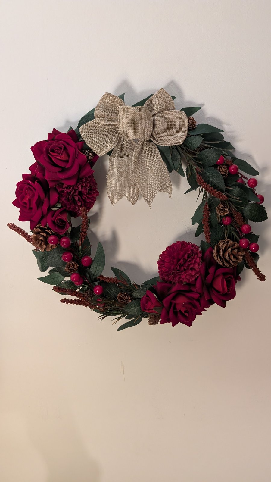 Christmas floral wreath with lights 