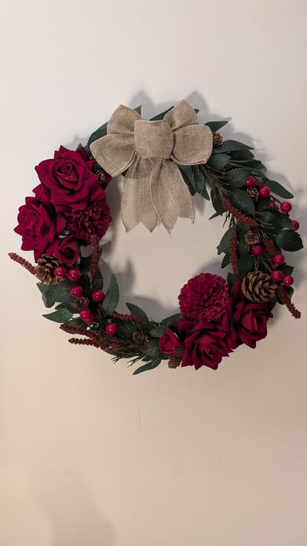 Christmas floral wreath with lights 