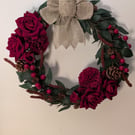 Christmas floral wreath with lights 
