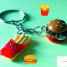 Fun Burger & Fries Keyring - Fun Fake Food Keychain, Gift