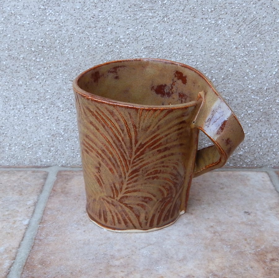 Coffee mug tea cup in stoneware handmade rextured ceramic pottery 