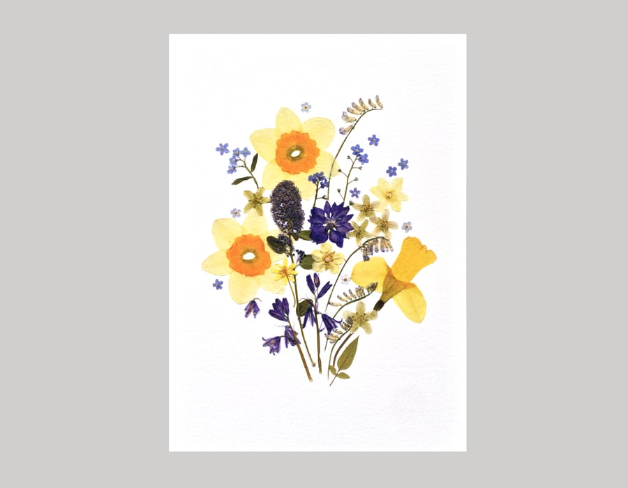  Giclee Art print A5, Pressed Flower art, Spring bouquet,