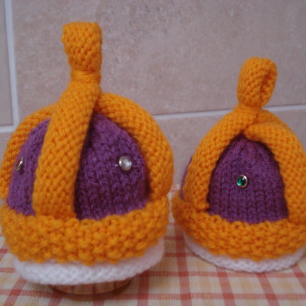 Pair Of Royal Crowns Egg Cosies Or Chocolate Orange Covers (R910)