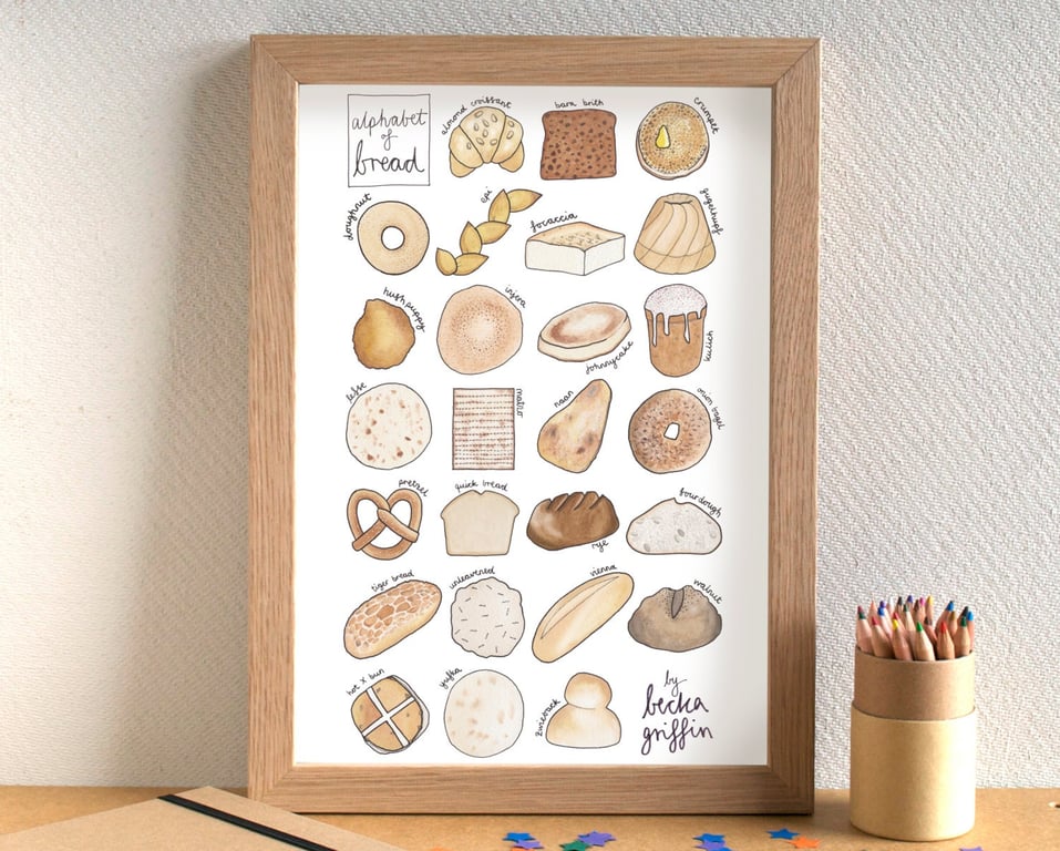 Bread Alphabet Food Art Print