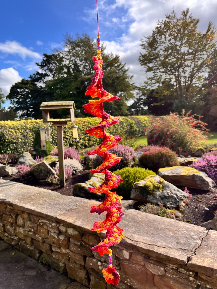 Crochet Wind Spinner Decoration in Bright Multicolours