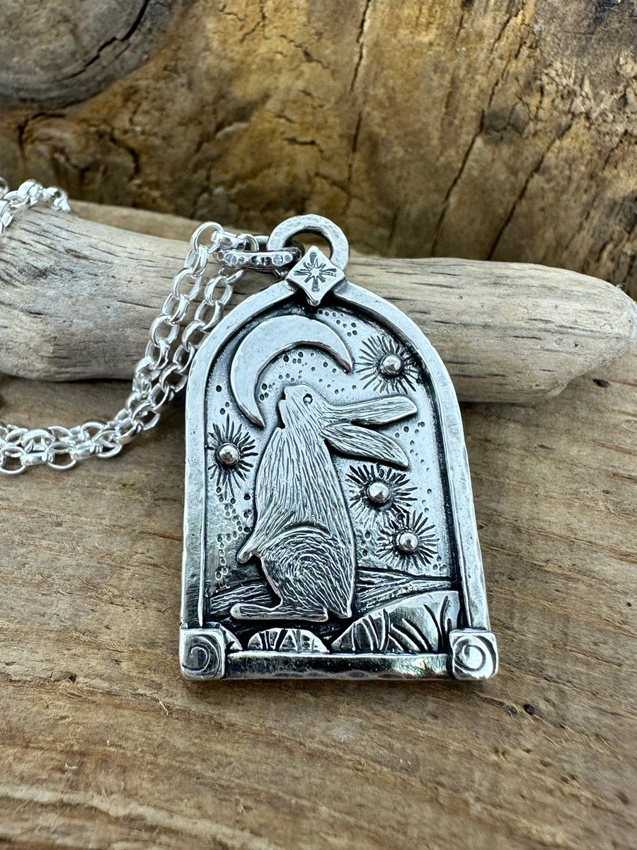 Moon Gazing Hare Pendant