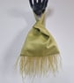 Olive green taffeta Japanese knot bag with Ostrich feather fringe detailing - Image 4