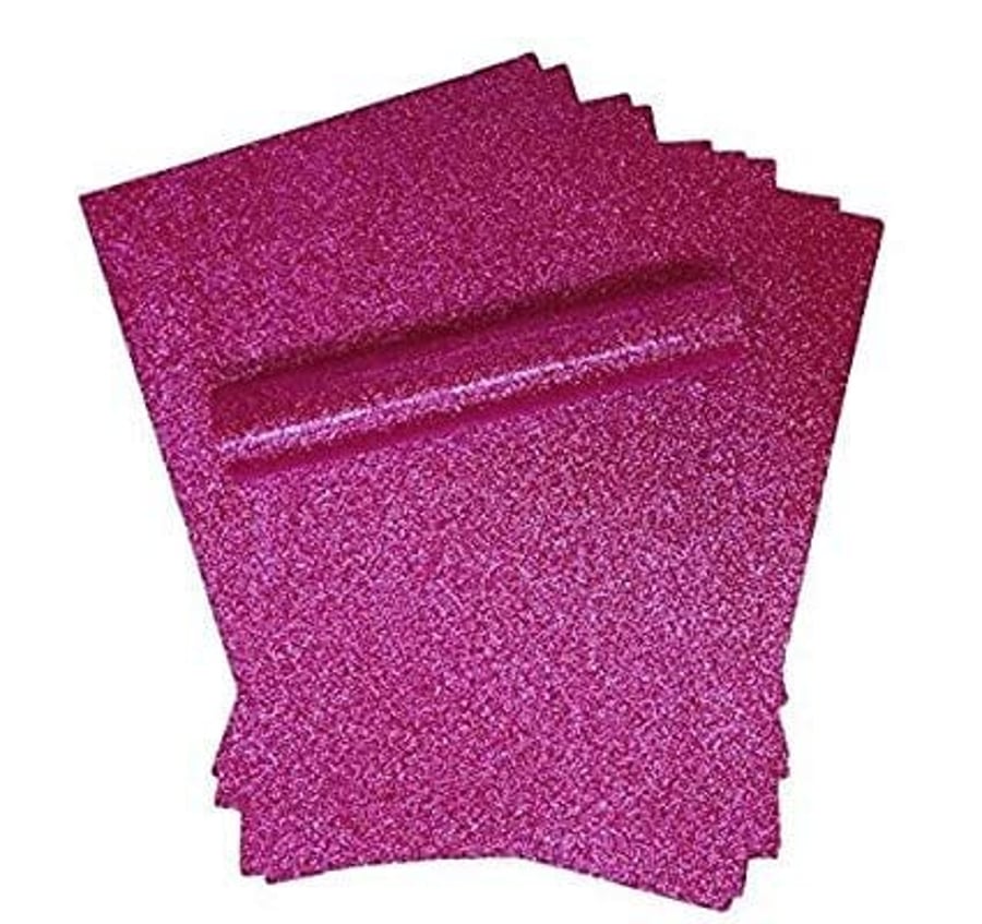 A4 Fuchsia Pink Glitter Paper Sparkly Soft Touch Non Shed Thick 150gsm 100lb Tex