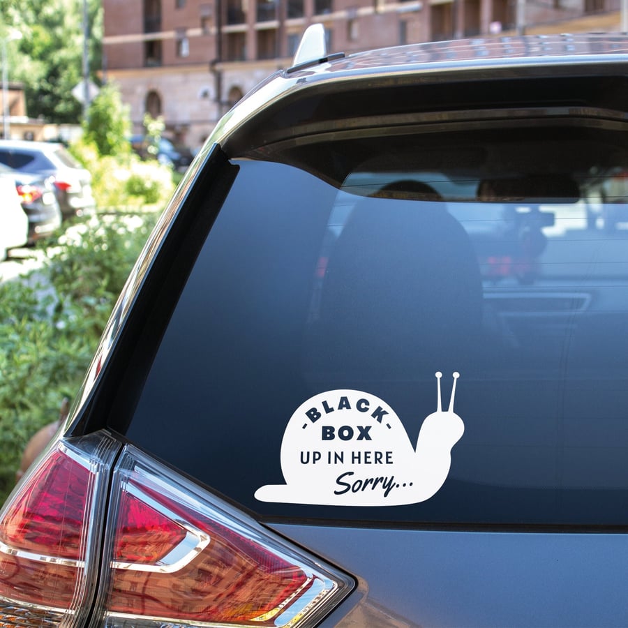 Black Box Snail Car Sticker - Funny Vinyl Decal For Car Bumper Or Rear Window