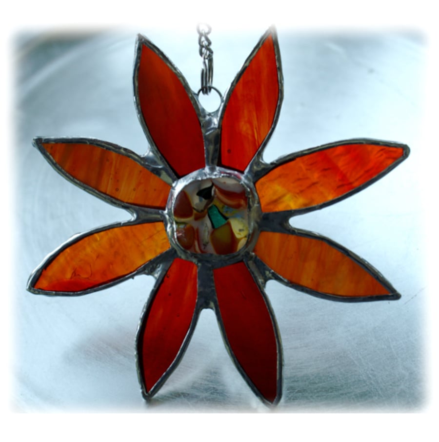 Gerbera Suncatcher Stained Glass Amber Flower Autumn