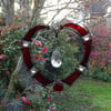 Stained Glass and Wire Heart - Reddish Orange
