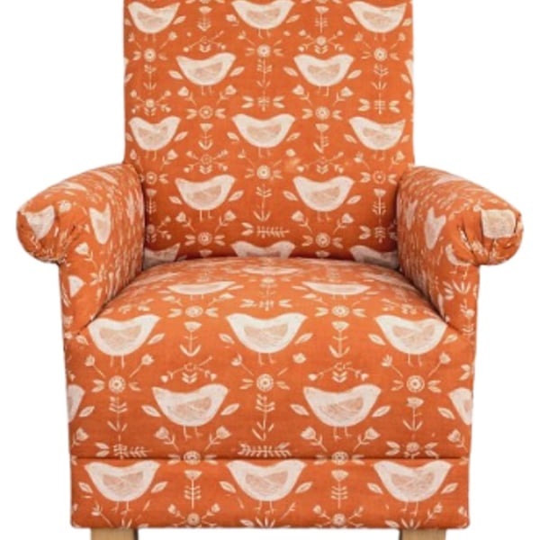 Fryetts Narvik Birds Orange Fabric Adult Chair Armchair Accent Nursery Small