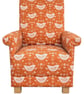 Fryetts Narvik Birds Orange Fabric Adult Chair Armchair Accent Nursery Small - Image 1