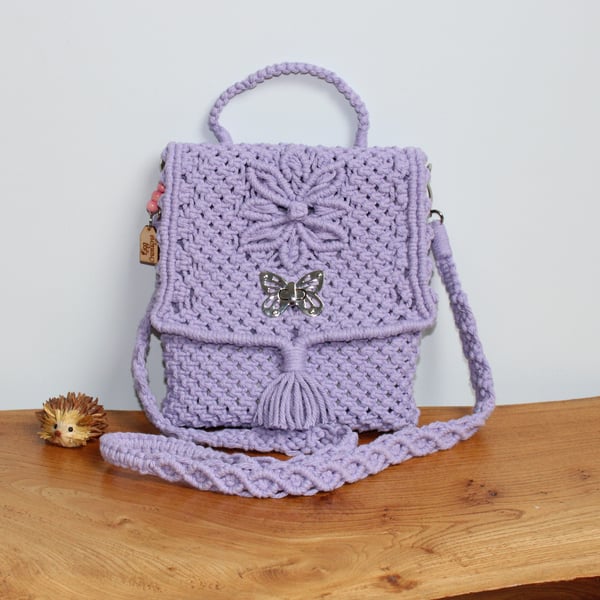 Lilac macrame bag