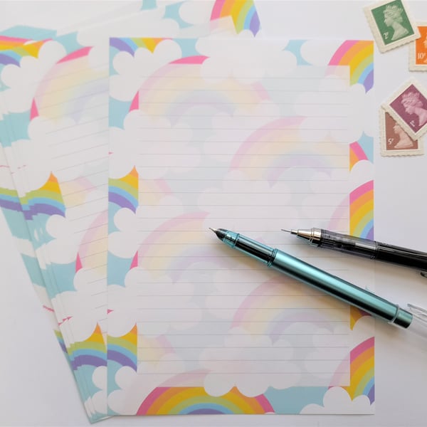 Letter Writing Paper Rainbows