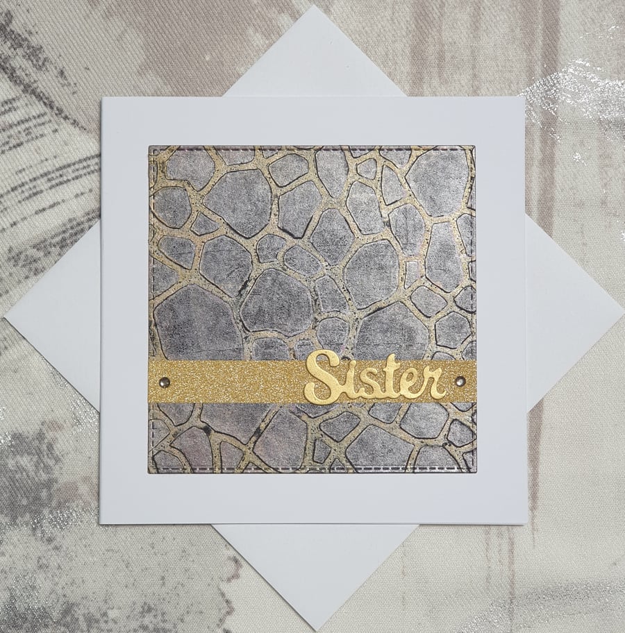 Gold (Sister) Birthday Card 