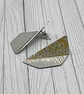 Aluminium Stud Earrings - Lightweight Folded Geometric Shape Hammer Texture Gold - Image 3