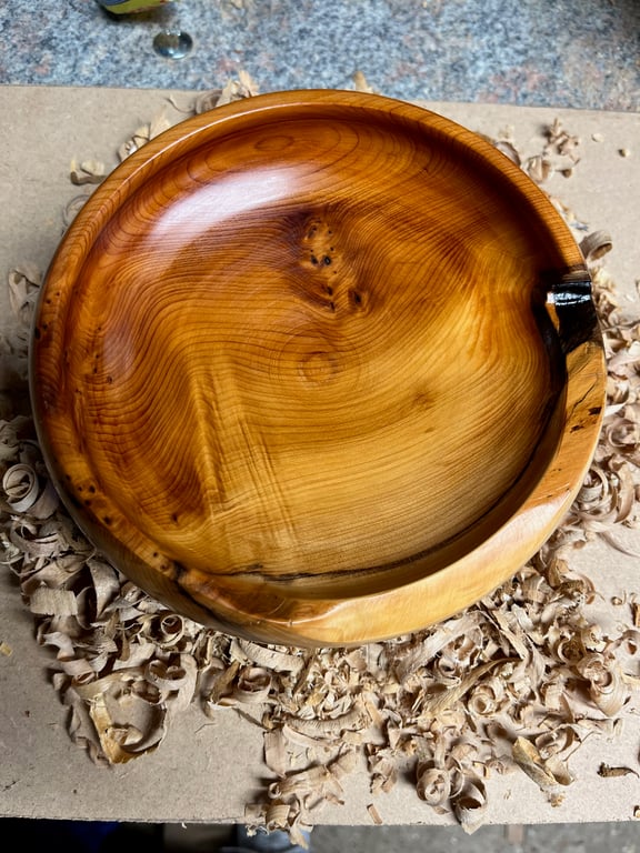 Hand turned Teak live-edge bowl
