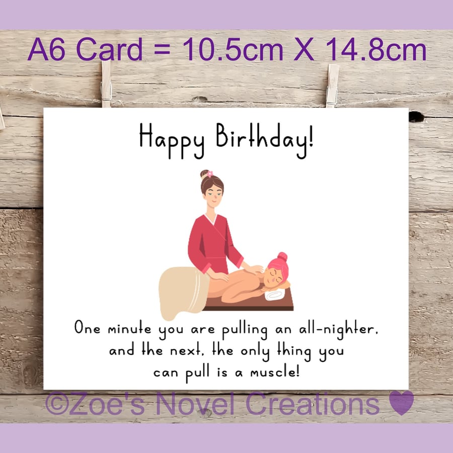 Massage Birthday Card A6 10.5cm x 14.8cm