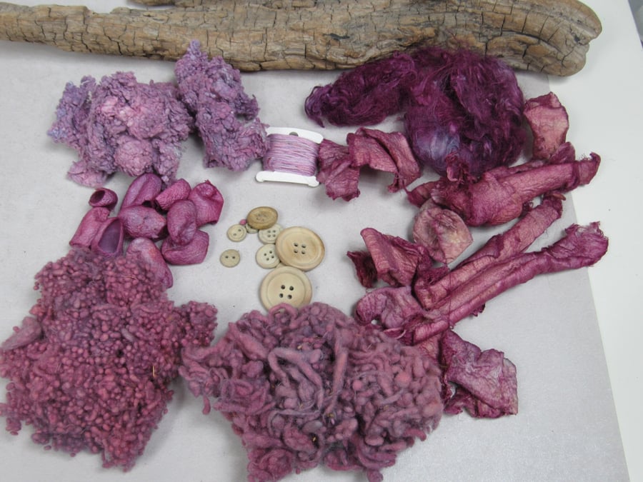 Natural Dye Cochineal and Indigo Purple Mixed Natural Fibre Texture Craft Pack