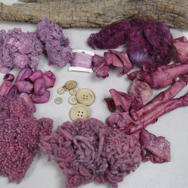 Natural Dye Cochineal and Indigo Purple Mixed Natural Fibre Texture Craft Pack