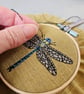 Dragonfly embroidered mini hoop, handmade hanging decoration - Image 9
