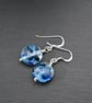blue frit lampwork glass earrings