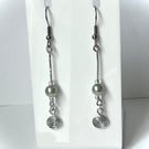 Silver Spiral and Bead Earrings
