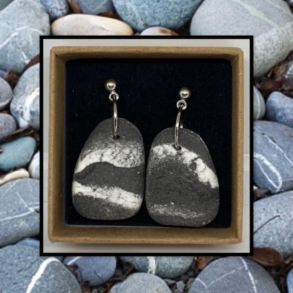 Beach stone lightweight clay earrings